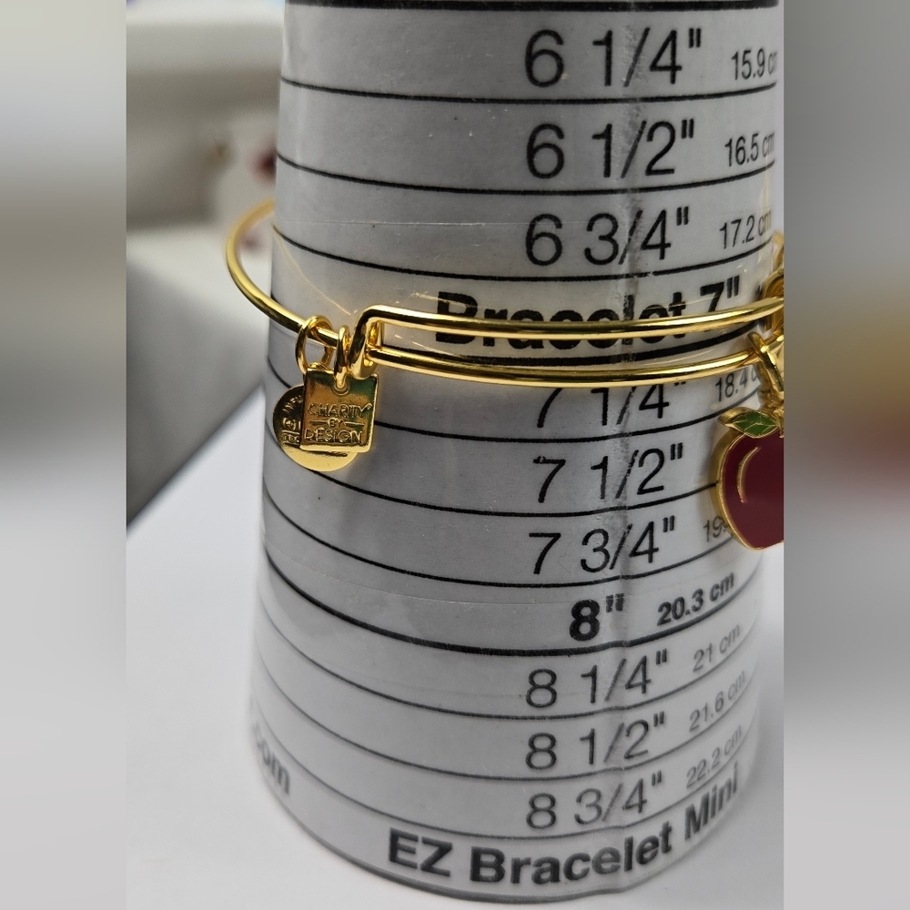 Alex And Ani Gold Tone Red Apple 2017  Charm Bracelet - Picture 10 of 15